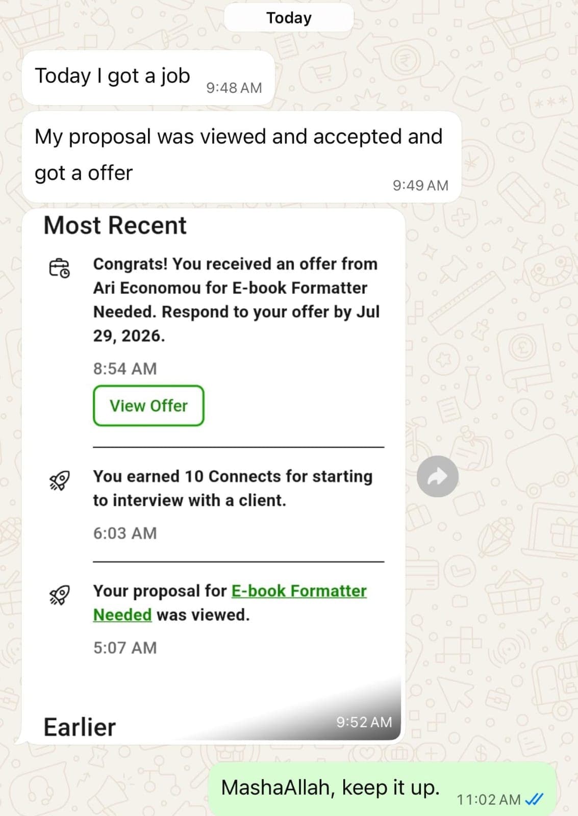 Student proof screenshot 08 from WhatsApp testimonial